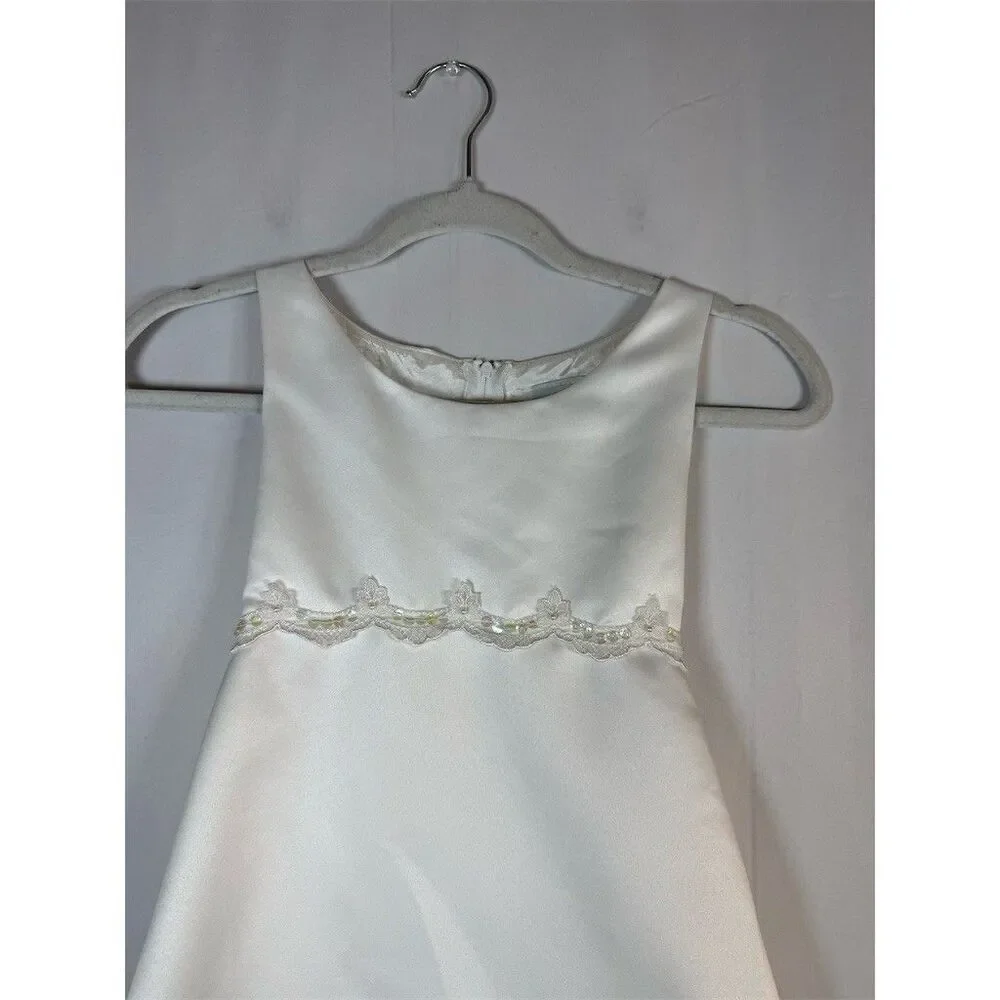 Rare Editions Flower Girl Dress Girls 7 Ivory A-Line Long Sleeveless Lace